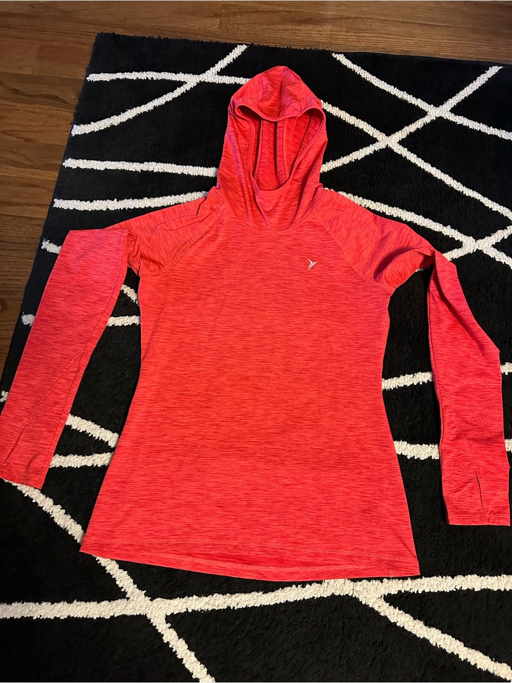 EBUC WOMENS SIZE S OLD NAVY BRIGHT ORANGY RED HOODED ATHLETIC SWEATER